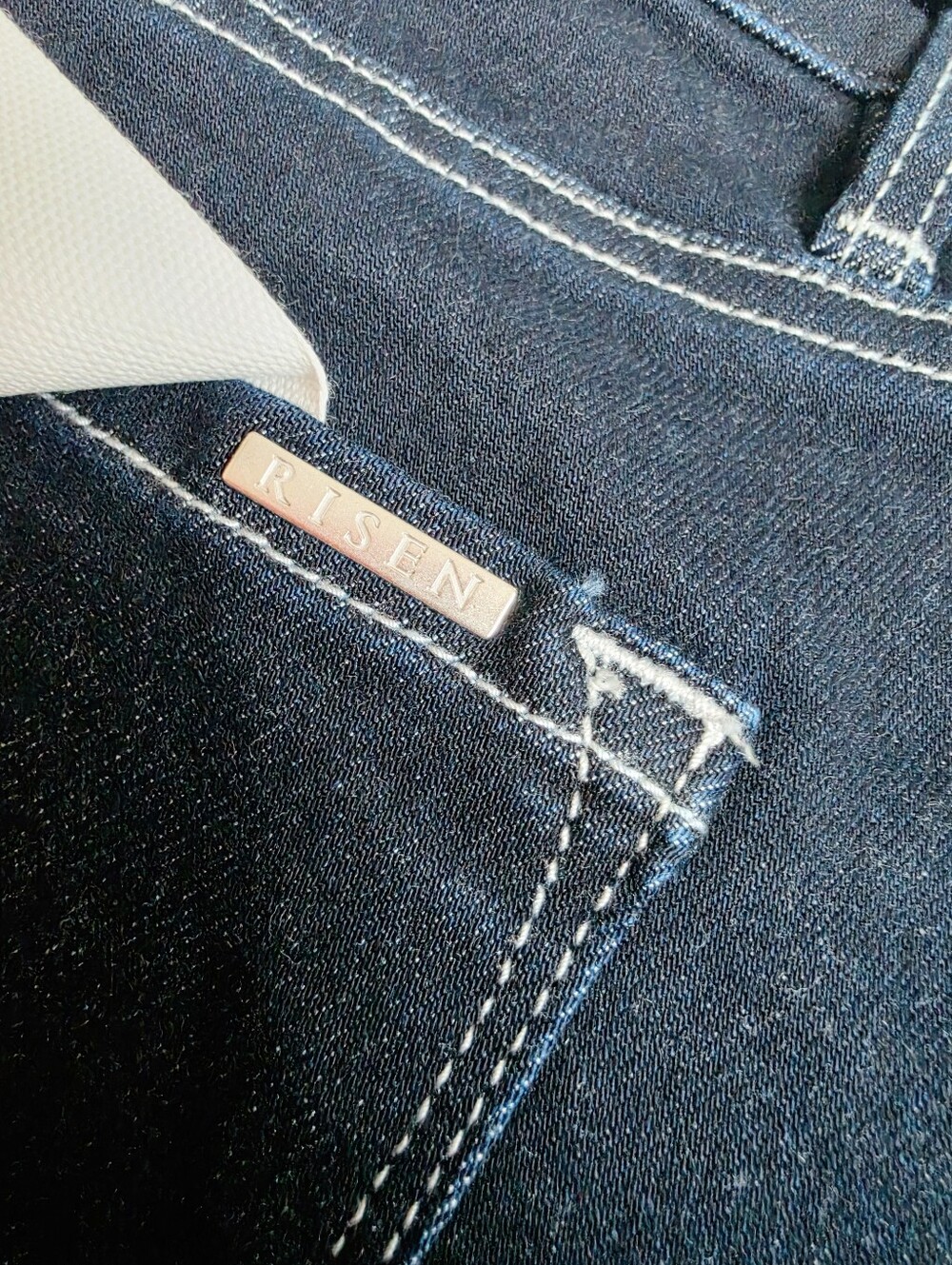 RISEN Deep Dark Wash Cuffed Barrel Jeans Cropped Stretch Classic Various NEW - Picture 15 of 15